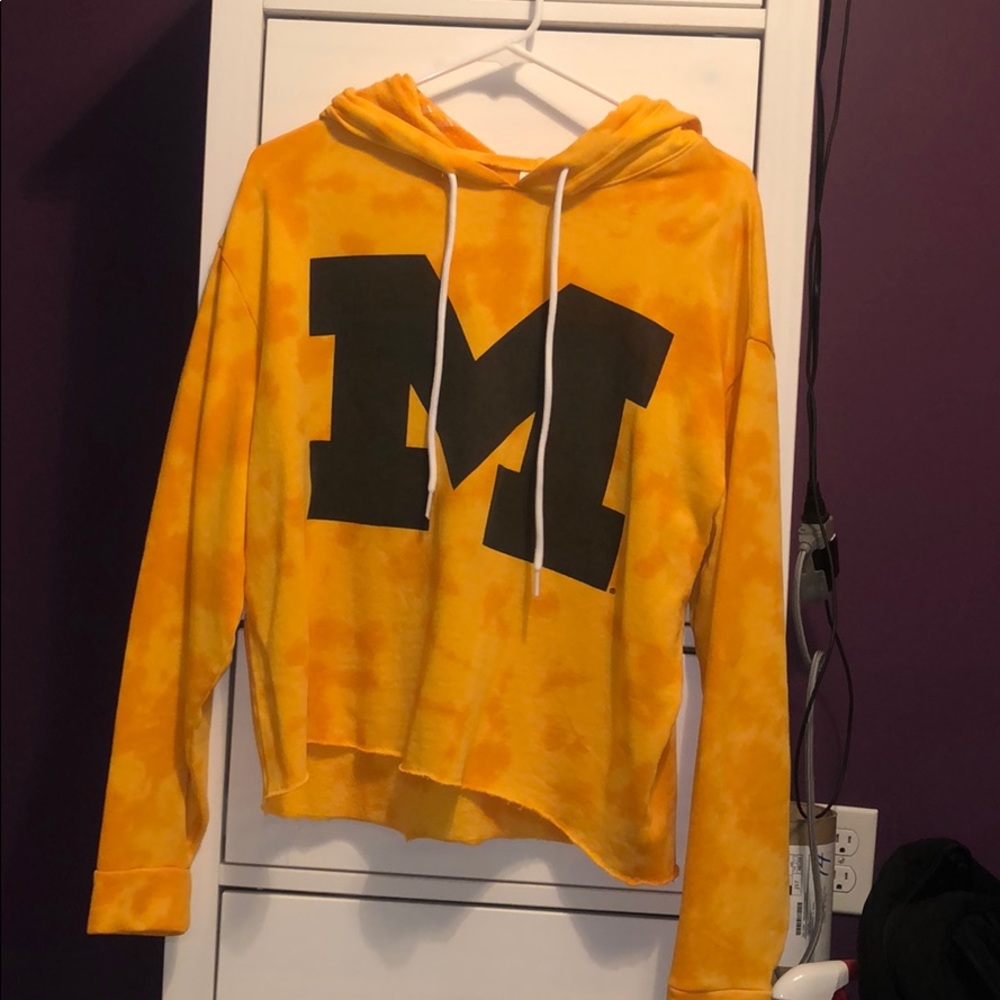 Yellow tie dye Michigan fan hoodi